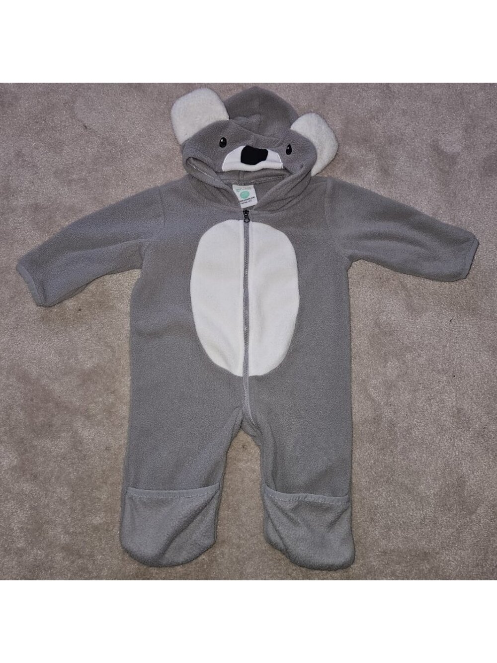 Cuddle Club Gray Koala Fleece Hooded 1-Pc Halloween Costume Baby 3-6 Months
